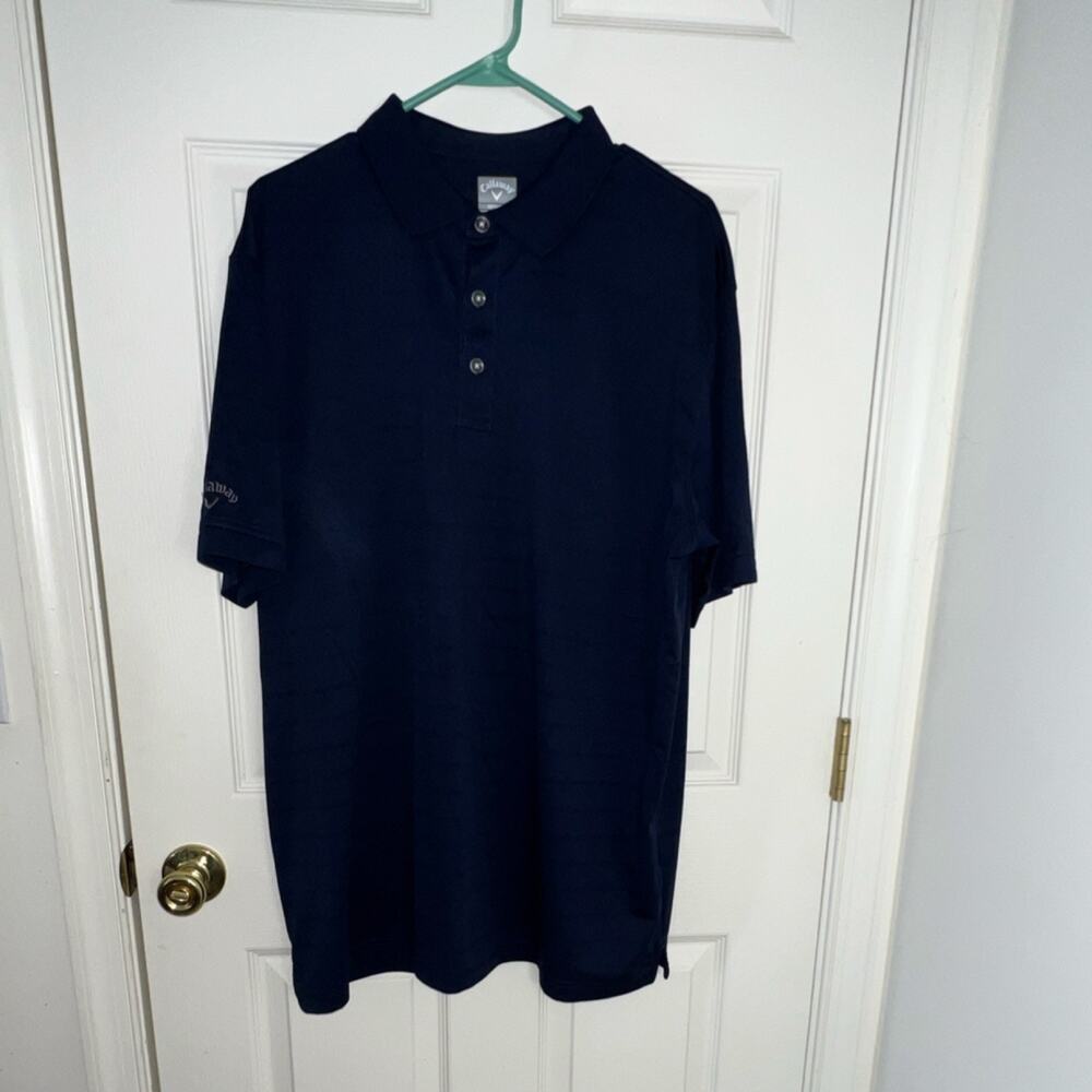 Callaway Opti-Dri Moisture Wicking XL Navy Short Sleeve Golf Polo Shirt Men C-15